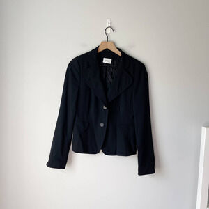 Akris Punto Women's Black Wool Two Button Blazer Size 8